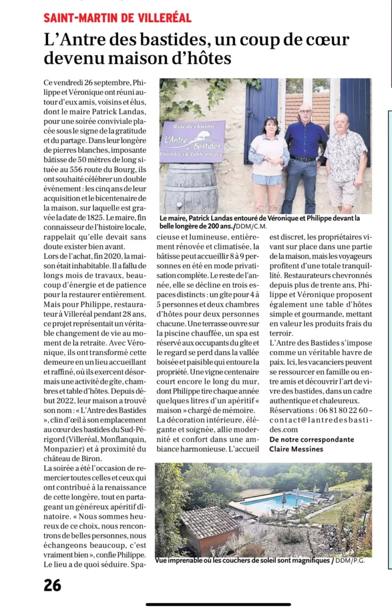 On parle de nous ! L'antre des Bastides
